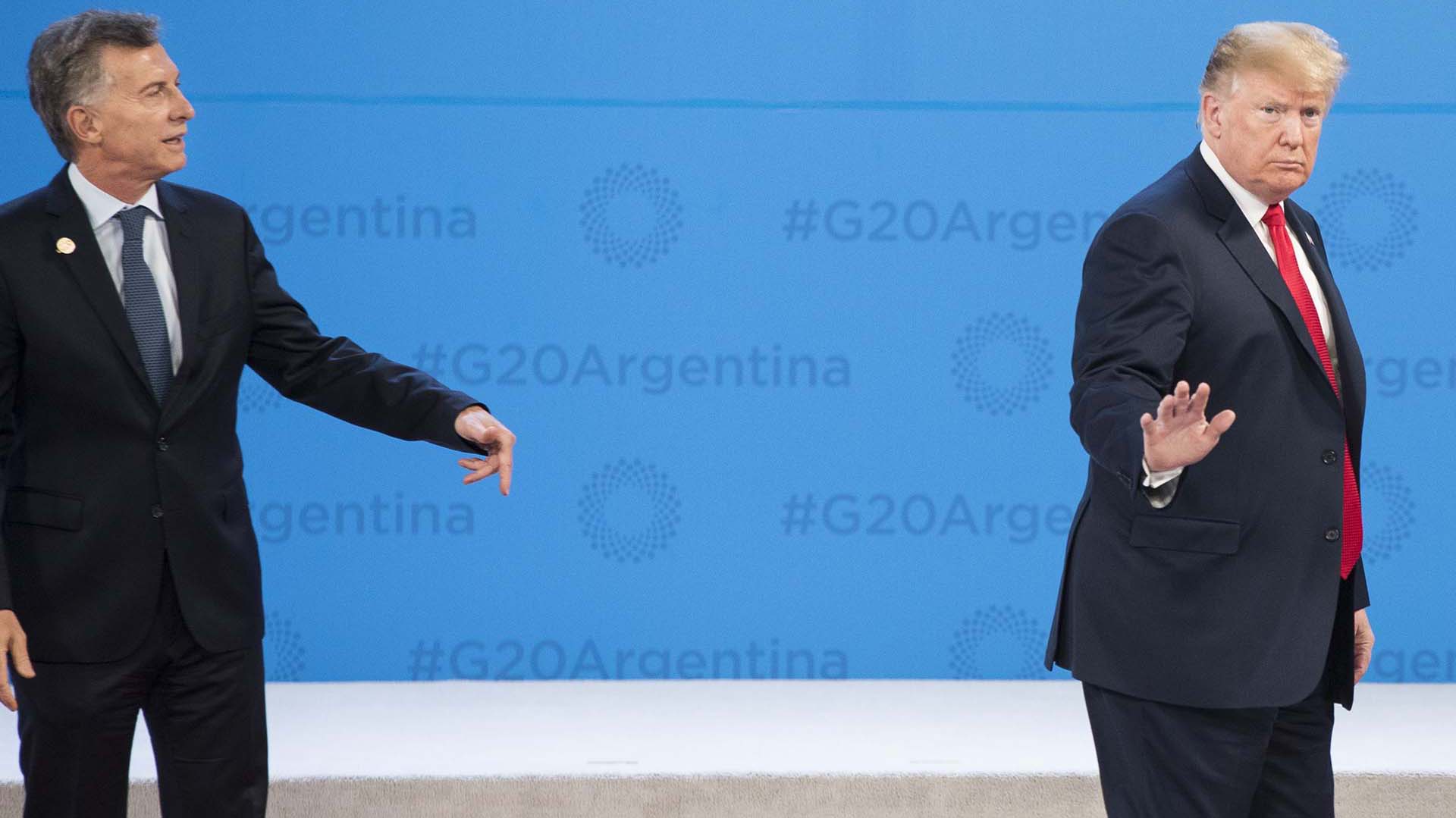 Donald Trump y el presidente Macri. Una foto que se hizo notar en todo el mundo en el marco del G20   /   