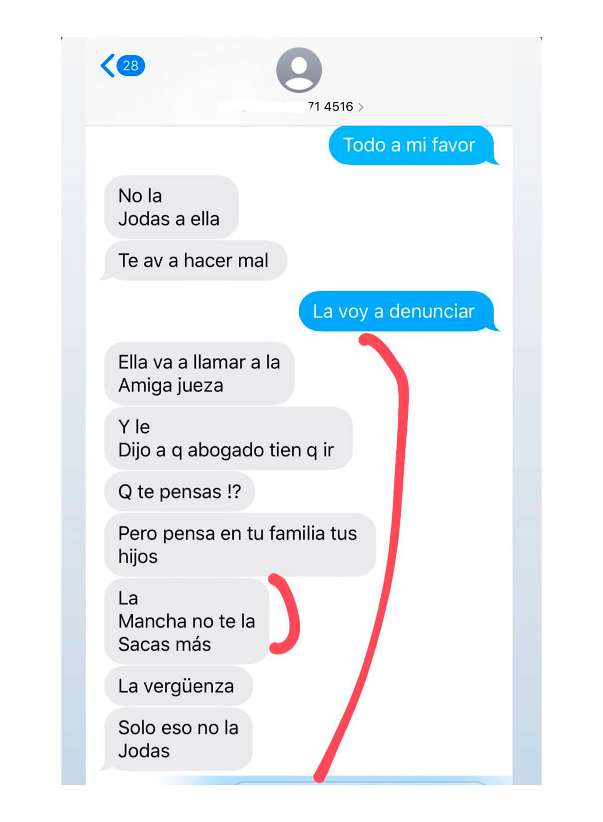 "La mancha no se saca nunca más", le dice Diego Oliveri a su ex, Gabriela Ferndández Aberstain, en una conversación por Messenger. Como ella se negaba a volver con él, la amenazó con viralizar un video íntimo