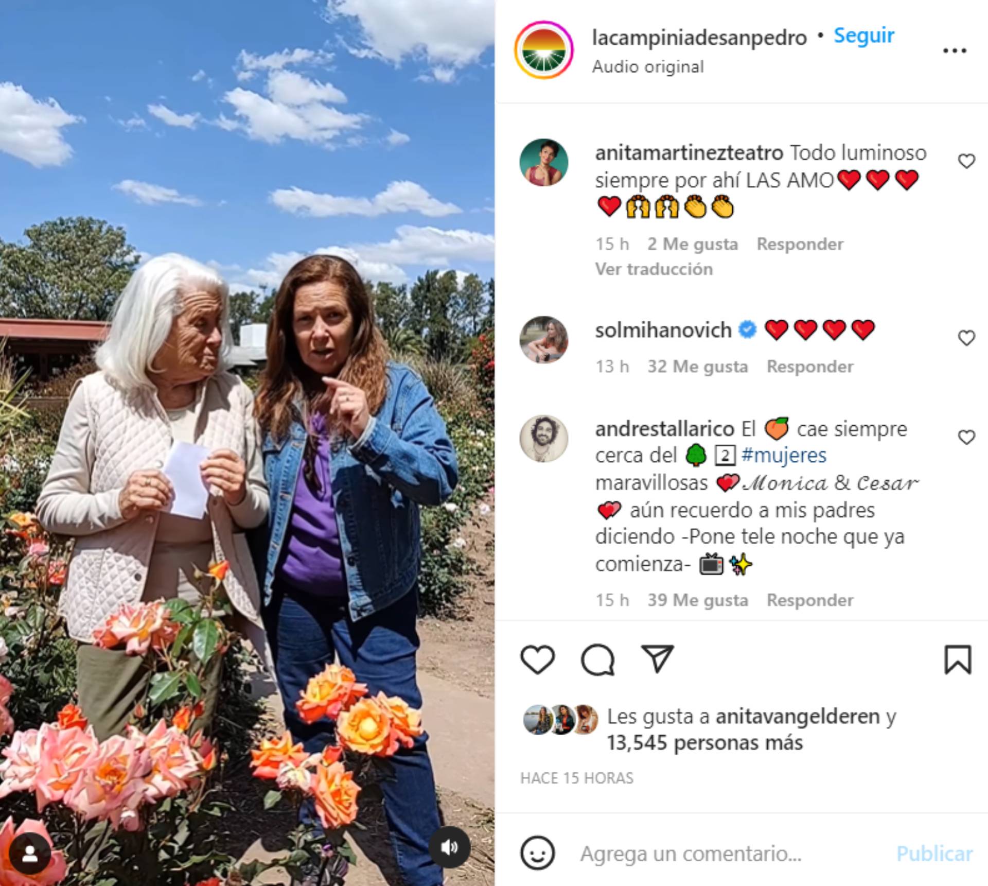 Mónica y Sandra publicaron un video en el Instagram de La Campiña 