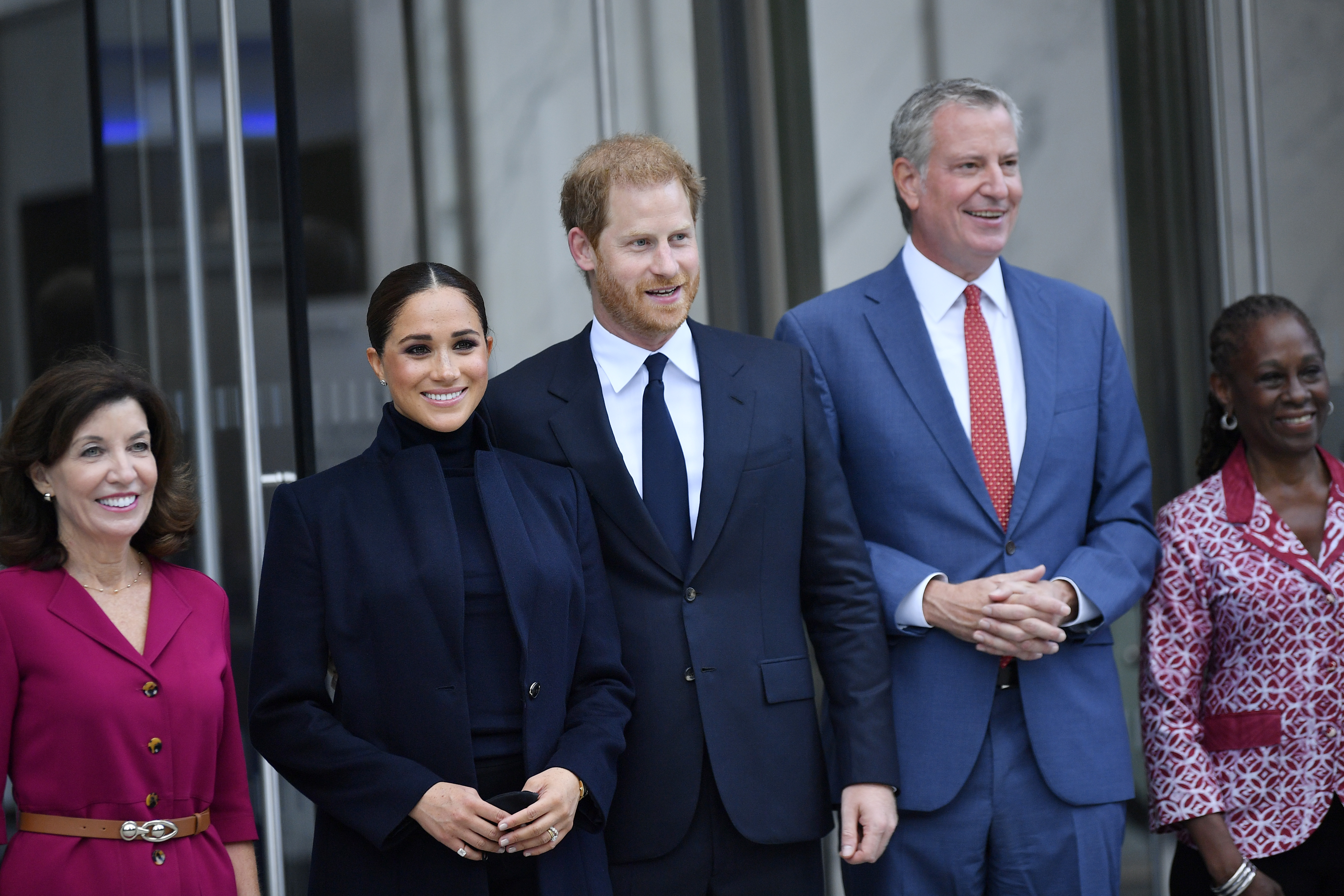 Meghan Markle y el príncipe Harry en el World Trade Center de Nueva York el jueves (Getty Images)