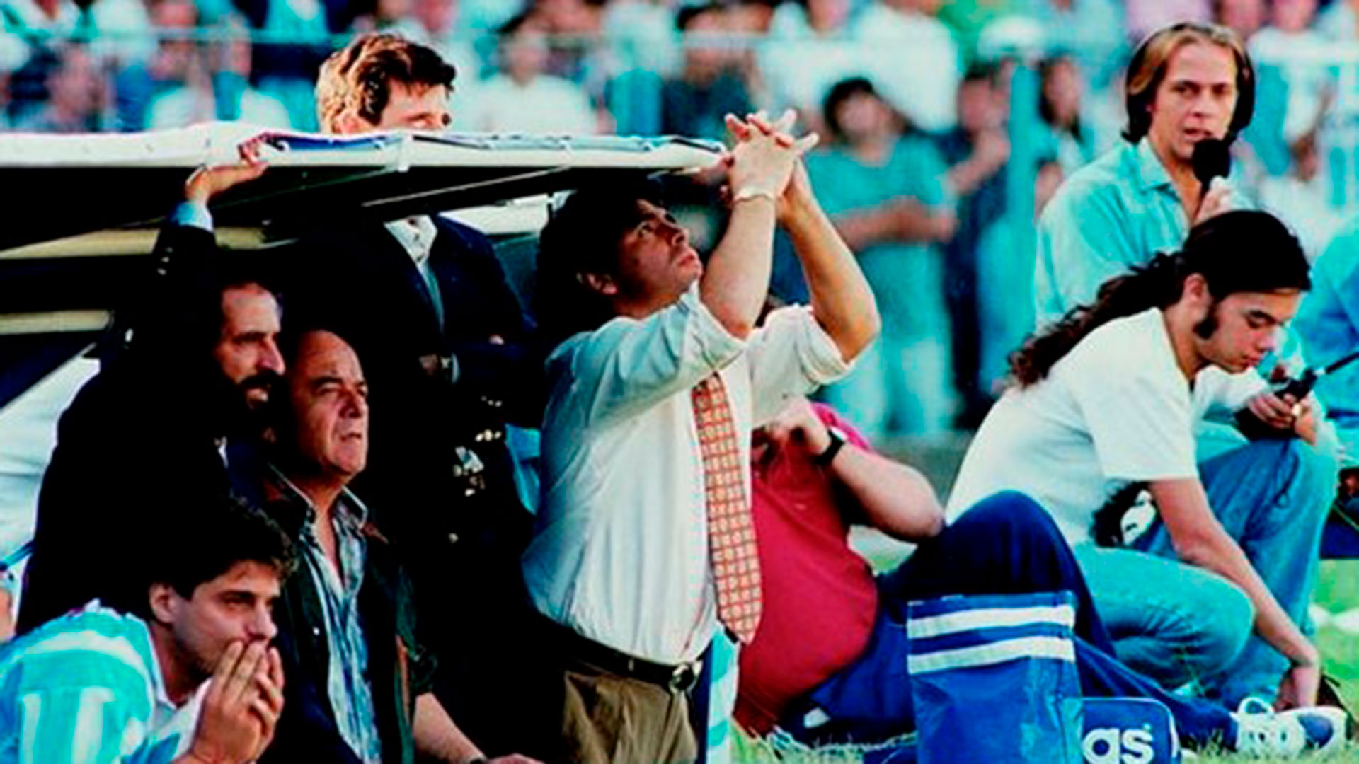 Diego Maradona cuando estuvo al frente de Racing en 1995