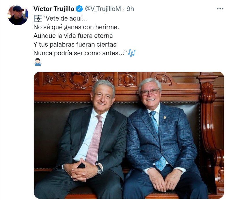 Trujillo compartió un fragmento de la canción Vete De Aquí, del cantautor Carlos Lico (Foto: Twitter/@V_TrujilloM)