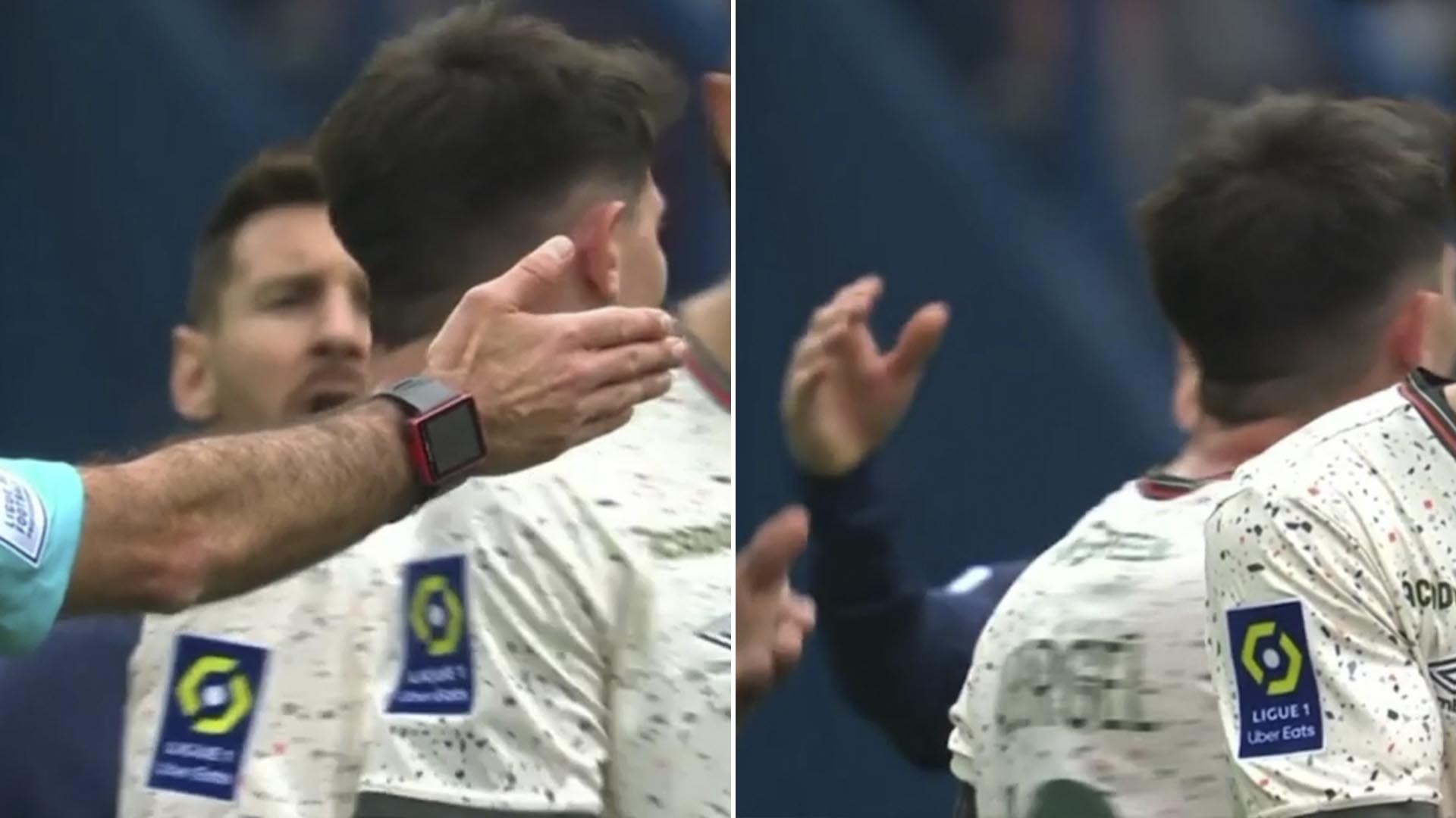 El efecto “bofetada” de Messi contra un jugador del Lorient en el partido del PSG que se viralizó