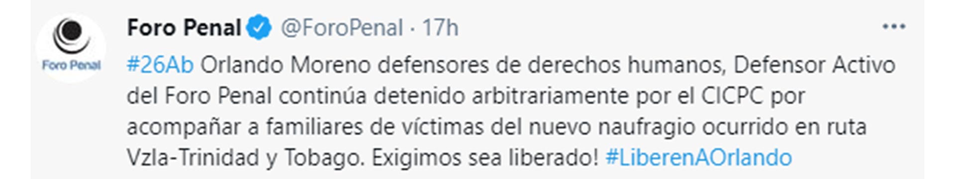 El tuit del Foro Penal
