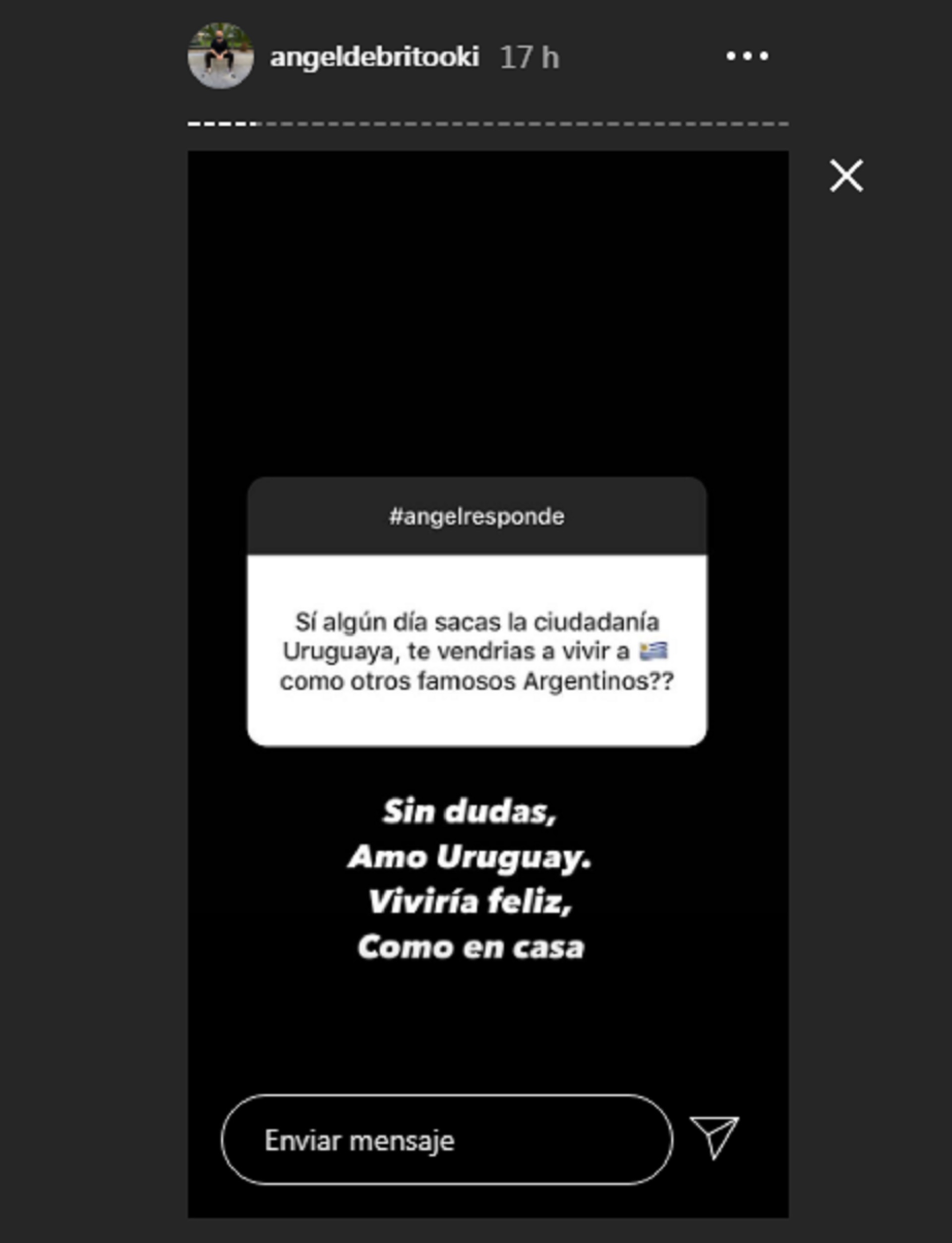 La respuesta de Ángel De Brito en Instagram