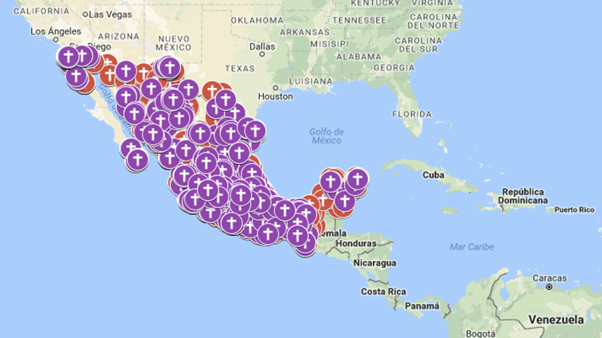 Así se ve el mapa del feminicidio en México. (Imagen Google)