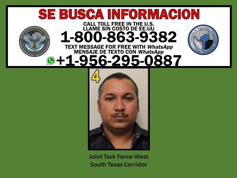 La captura del presunto criminal y líder  del Cártel del Golfo, Evaristo Cruz, alias el "Vaquero" se ha convertido en una prioridad para los Gobiernos de Tamaulipas y Agencias federales de los Estados Unidos (Foto: Twitter/JTFWest)