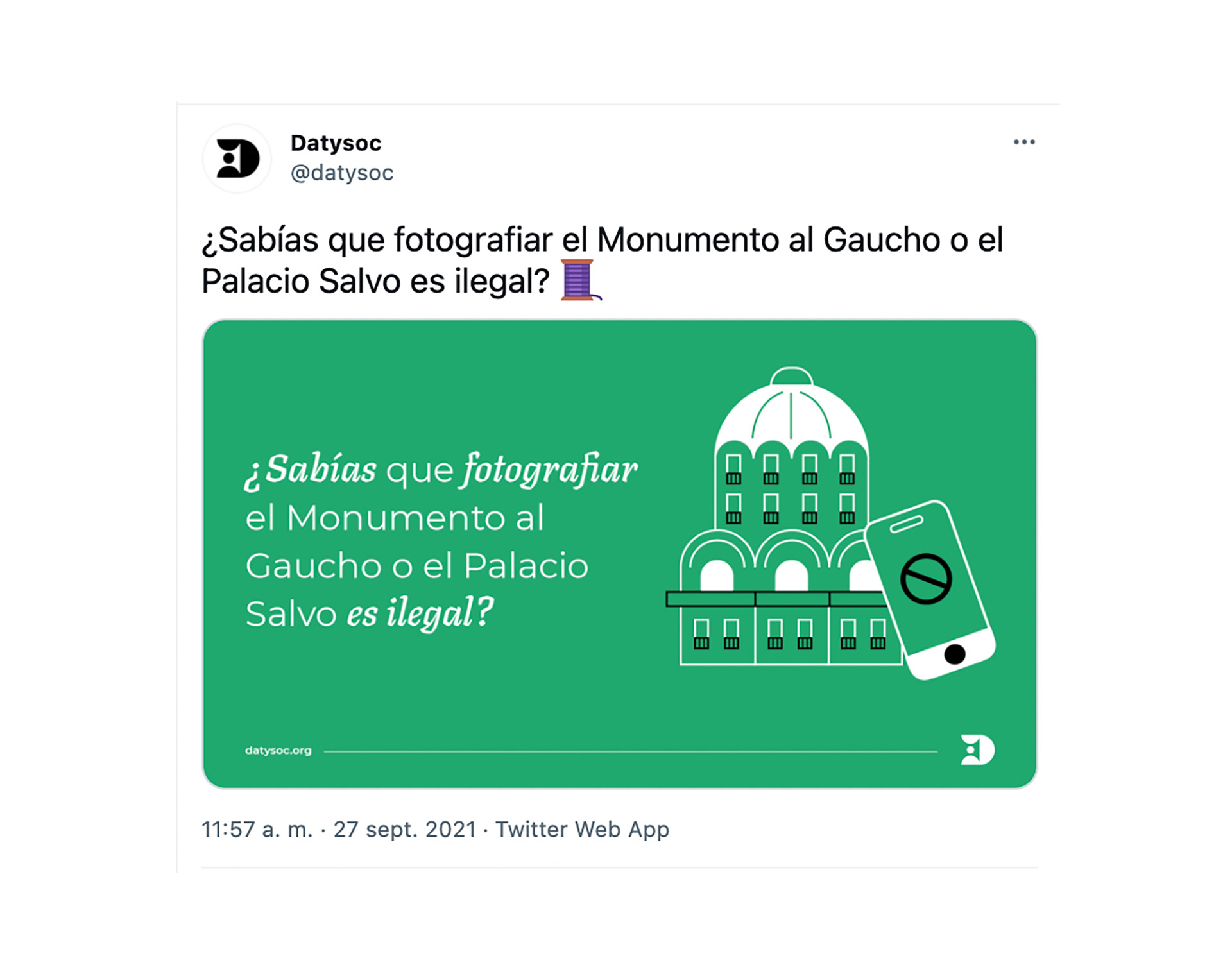 Más del 80% de las personas encuestadas no sabían que es ilegal sacar fotos a monumentos o edificios icónicos, como el Palacio Salvo en Montevideo o Casapueblo en Punta del Este