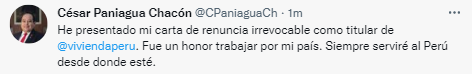 Tuit de César Paniagua.