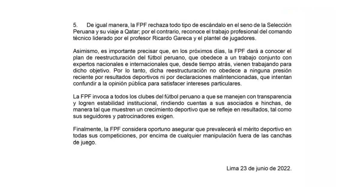Statement from the Peruvian Football Federation (2)