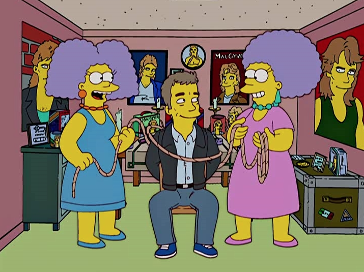 Patty y Selma, las hermanas de Marge Simpson, idolatran a MacGyver, y Anderson participó una vez en la serie. (20th Television)