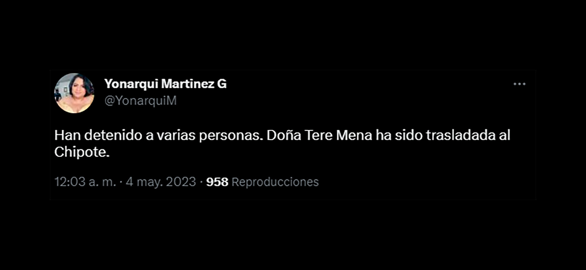 Yonarqui Martínez informó el paradero de Teresa Mena