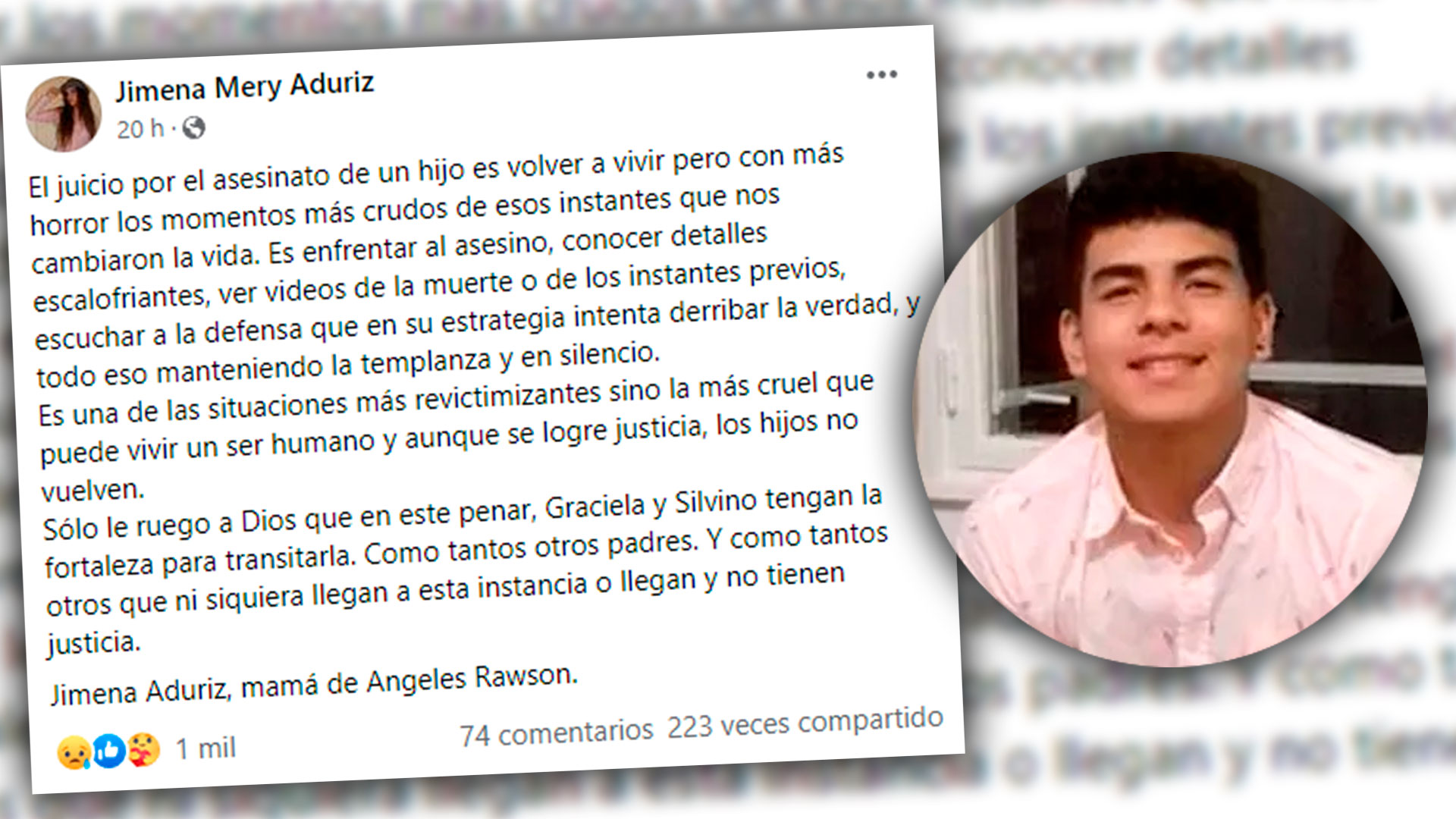 La carta de la mamá de Ángeles Rawson a los papás de Fernando Báez Sosa: “El juicio es volver al horror”