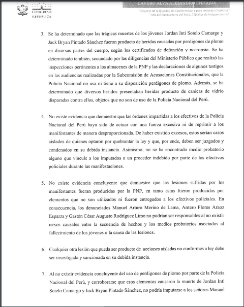 Informe final homicidio Inti Sotelo y Bryan Pintado|Fuente: Comision de acusaciones constitucionales
