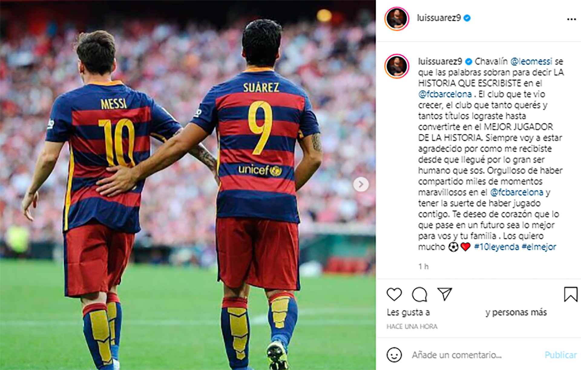 El mensaje de Luis Suárez ante el adiós de Messi del Barcelona