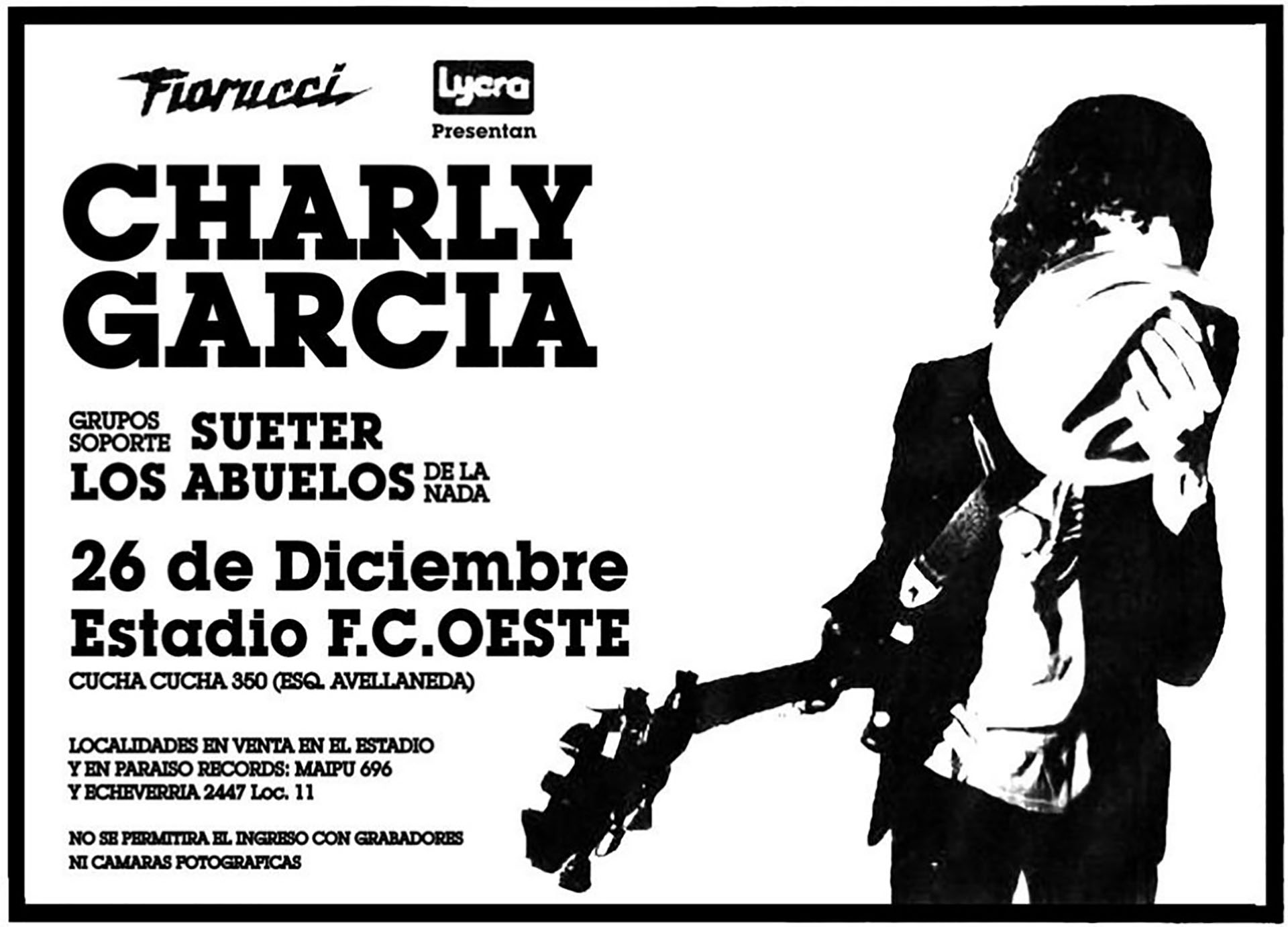 Afiche del recital en el estadio de Ferrocarril Oeste