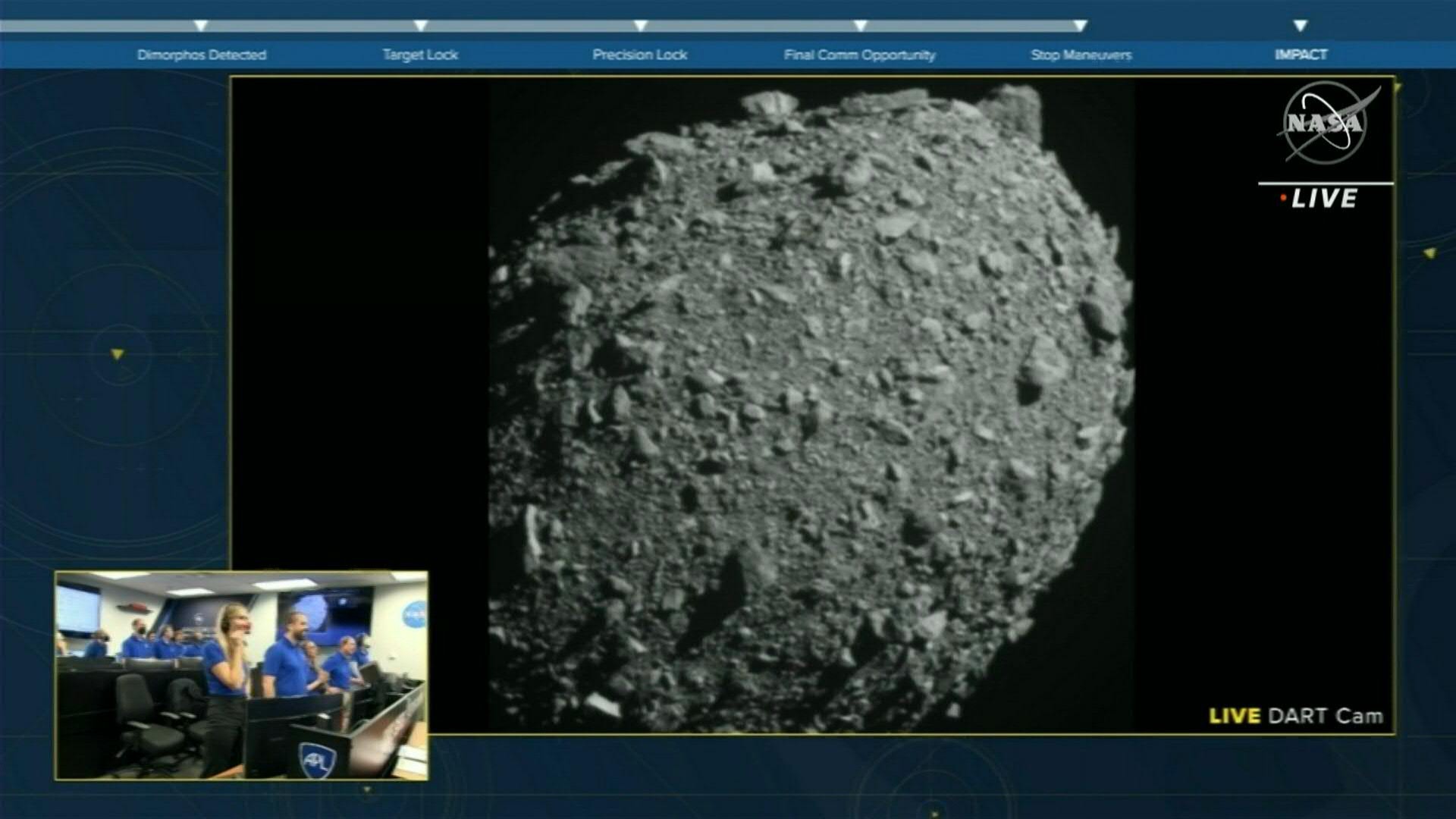 Misión cumplida: la nave espacial enviada por la NASA para desviar la trayectoria de un asteroide impactó este lunes al asteroide Dimorphos