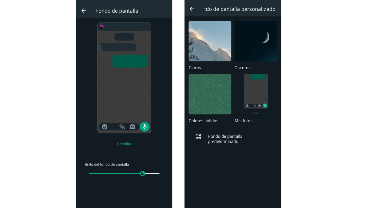 La aplicación permite hacer el cambo de fondo de pantalla, pero no del diseño.