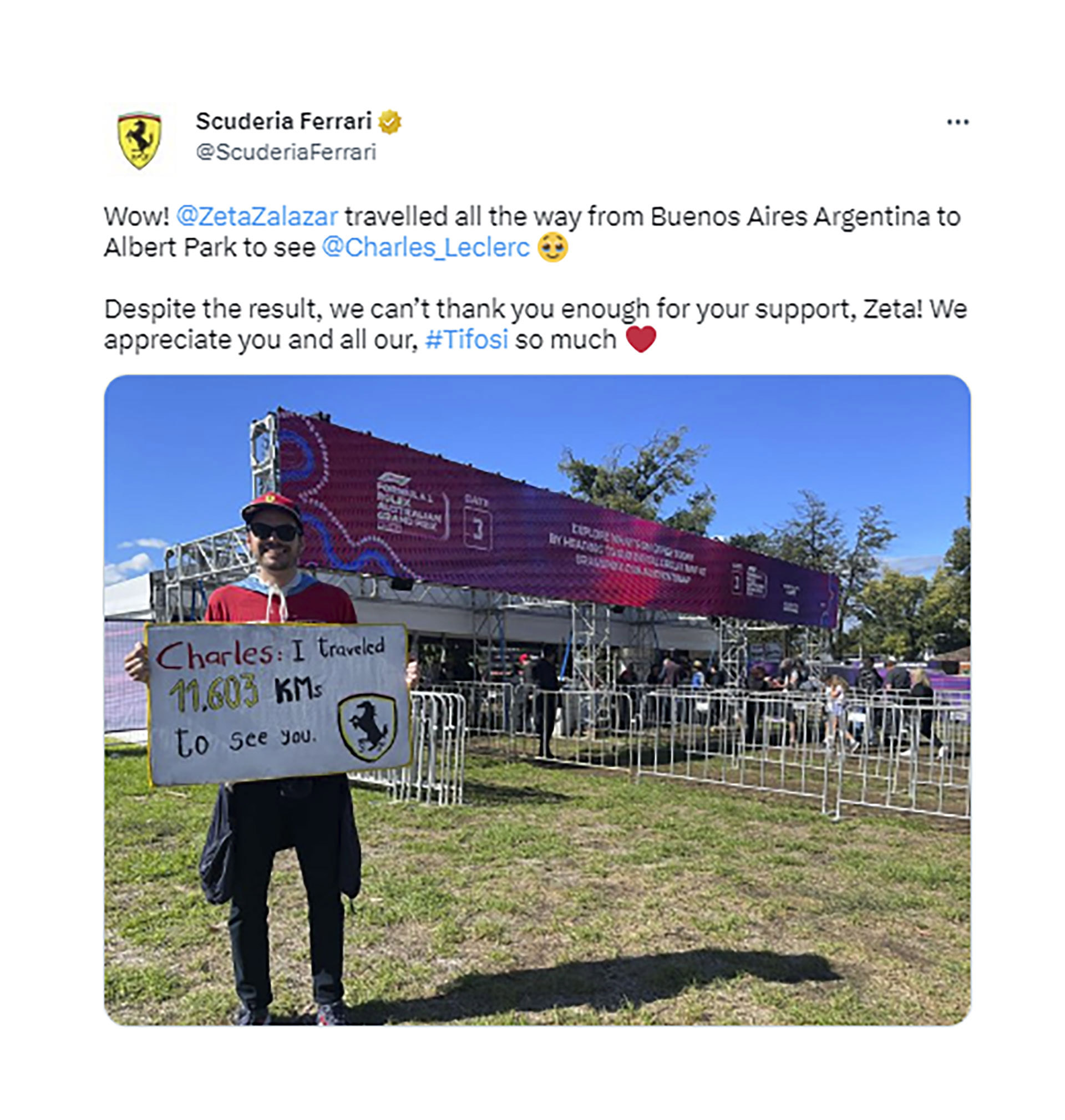 El posteo que le dedicó Ferrari (@ScuderiaFerrari)
