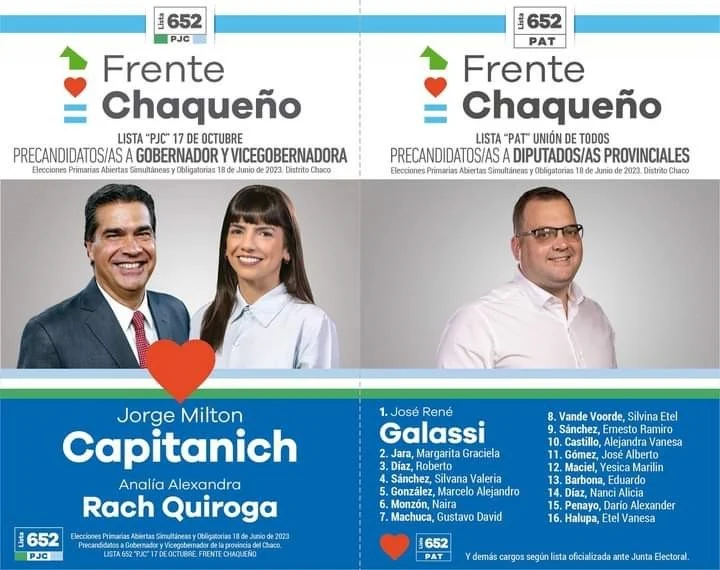 Jorg Capitanich y Analía Rach Quiroga se candidatean por el Frente Chaqueño
