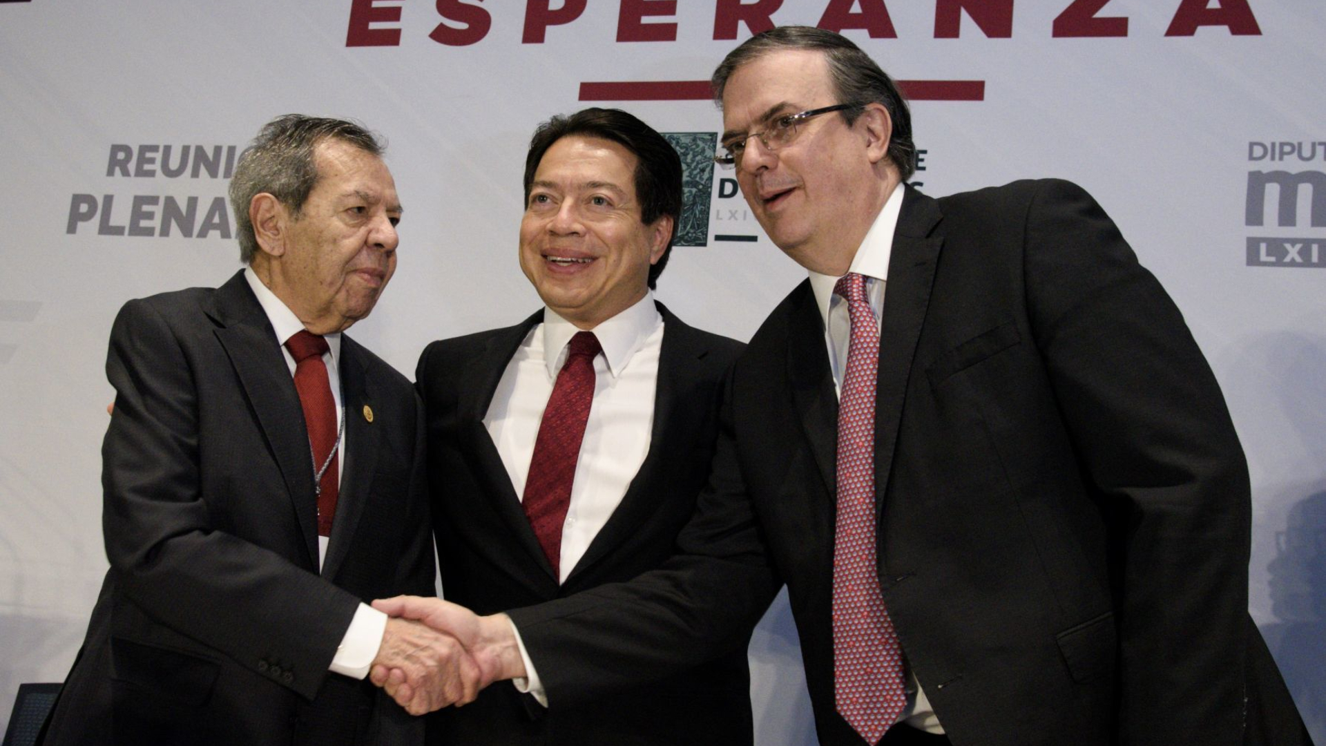 De izquierda  derecha, Muñoz Ledo, Delgado y Ebrard, compañeros y rivales (Foto: Cuartoscuro)