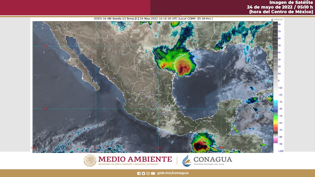Clima en México para el 24 de mayo de 2022. Foto: @conagua_clima