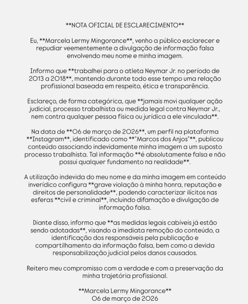 Giro inesperado en el caso que involucr&oacute; a Neymar con su ex cocinera: el posteo de la mujer