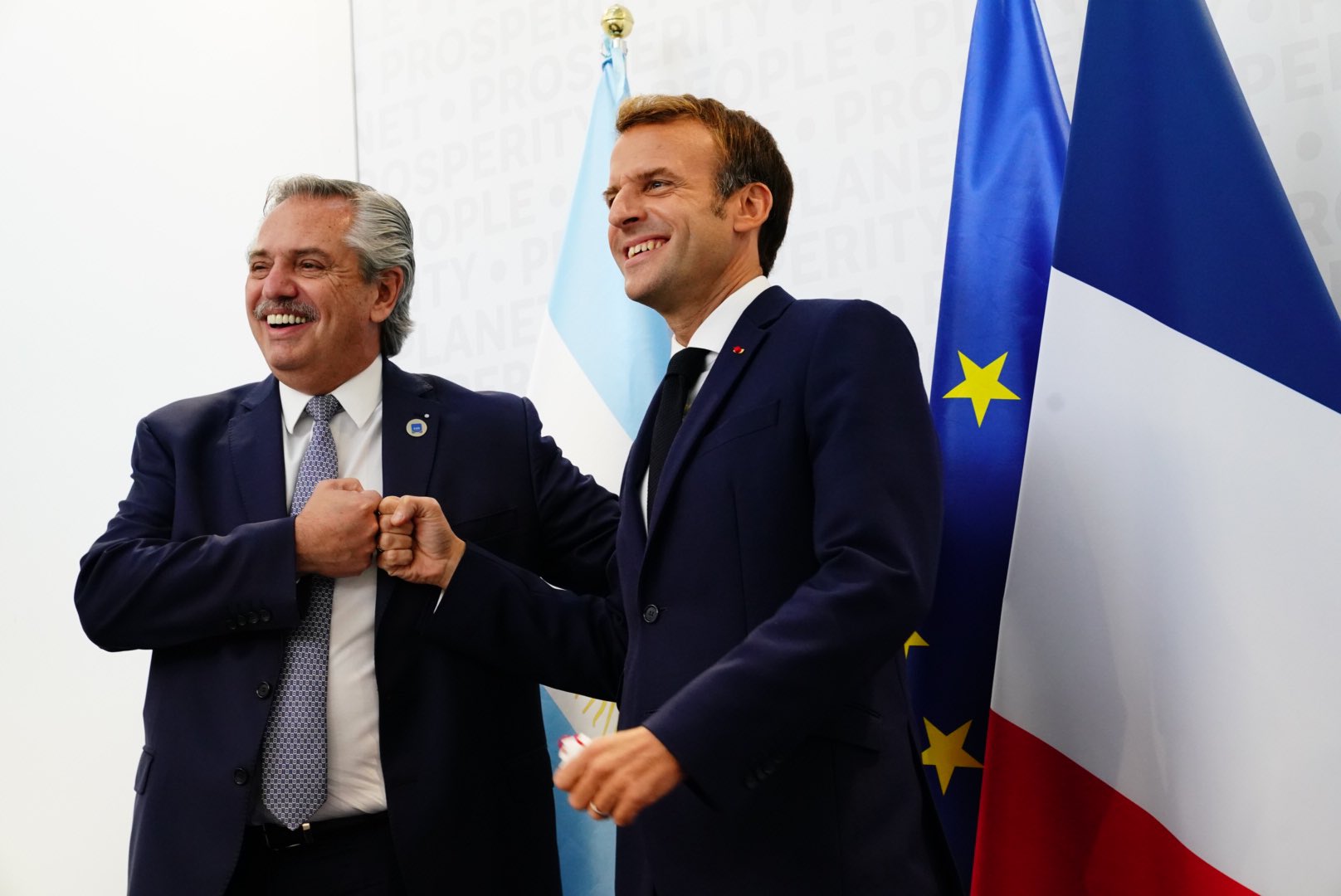 Alberto Fernández junto al presidente Francis Emmanuel Macron vivirán en el G20 a partir de octubre de 2021.