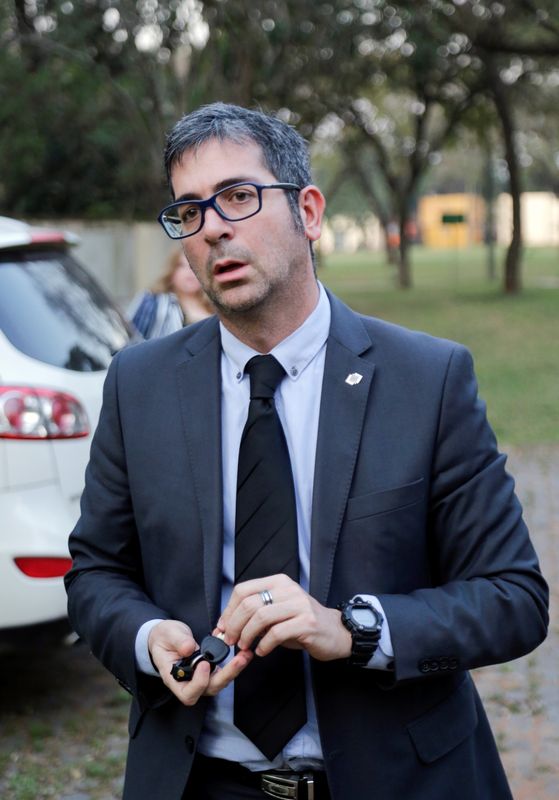 File photo.  Prosecutor Marcelo Pecci gestures after meeting with Paraguayan President Mario Abdo Benitez at the Paraguayan presidential residence in Asuncion, Paraguay August 11, 2019. REUTERS/Jorge Adorno