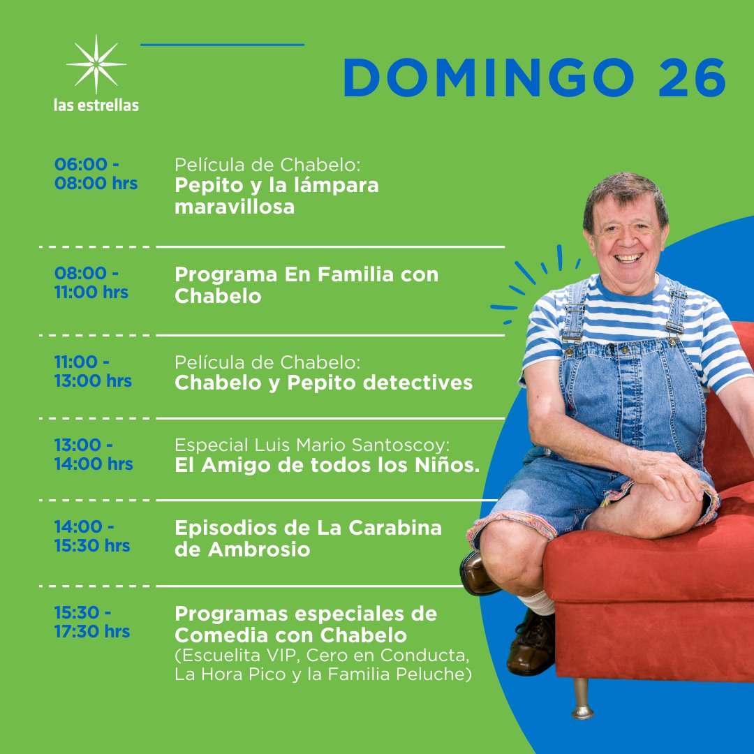 Programación especial por la muerte de Chabelo (Twitter/@eazcarraga)