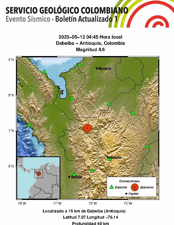 Sismo en Antioquia. 
SGC