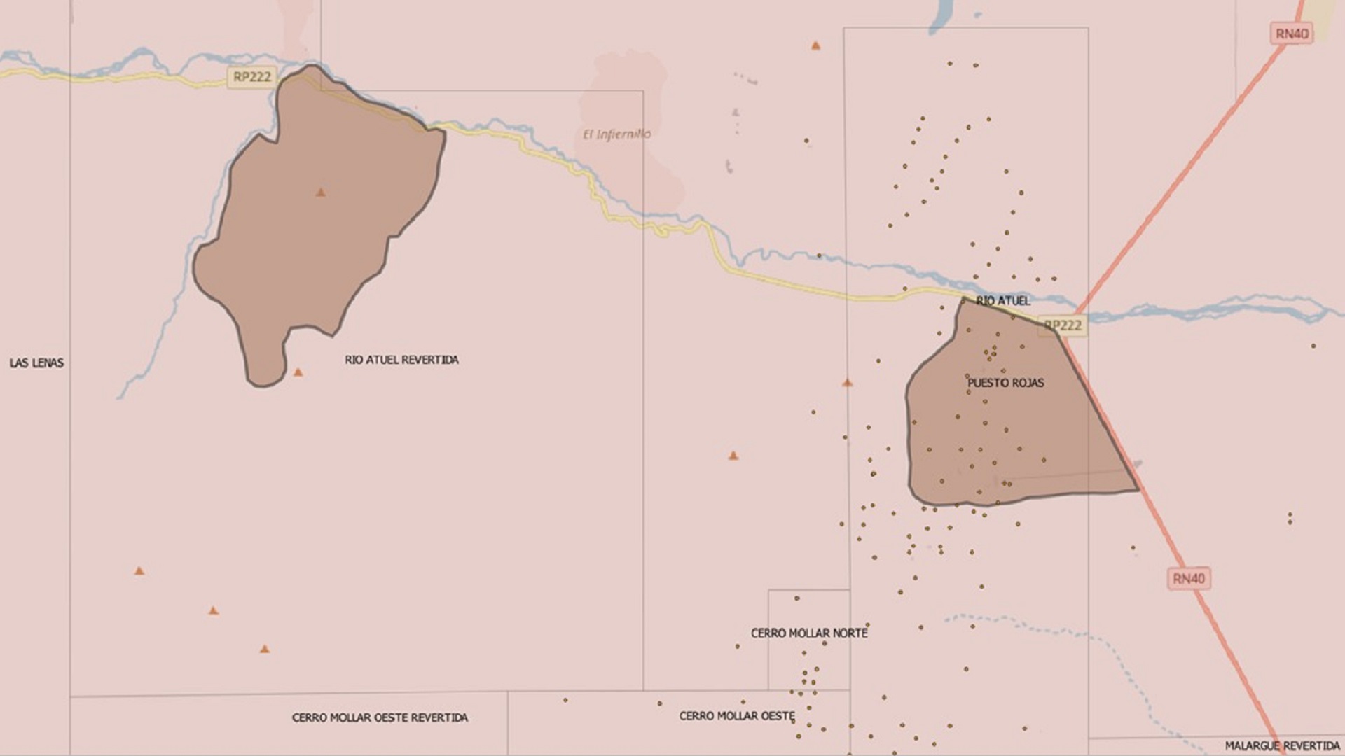 El mapa de las tierras otorgadas a los mapuches en Mendoza