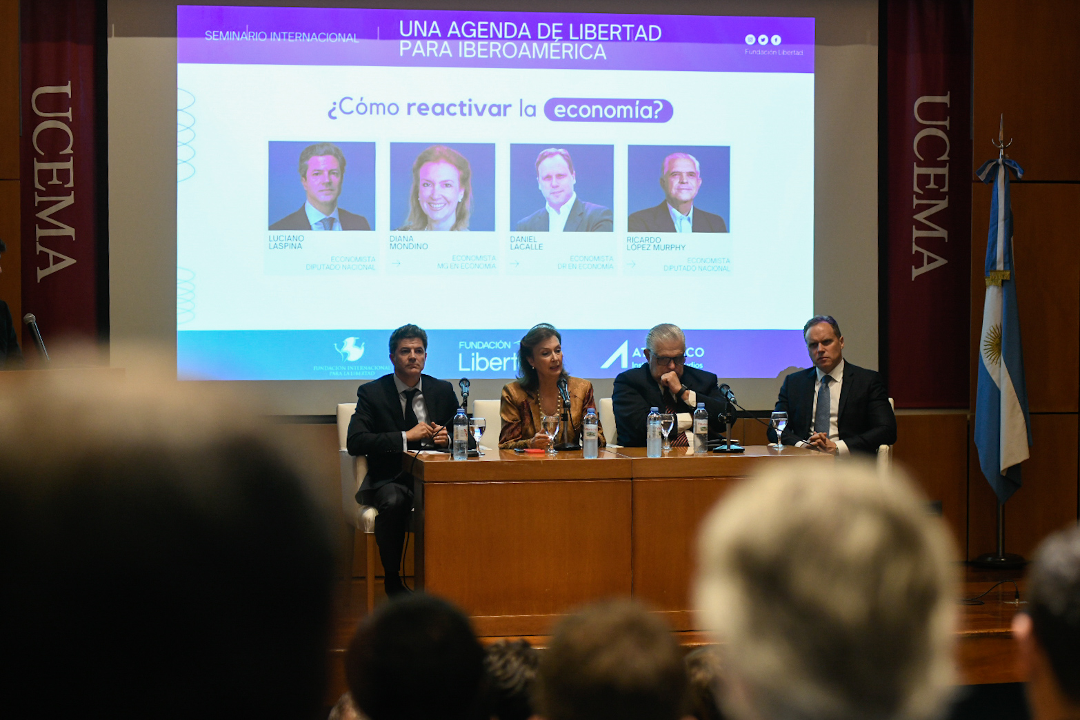 Laspina, Mondino, López Murphy y Lacalle, en el inicio del seminario de la Fundación Libertad