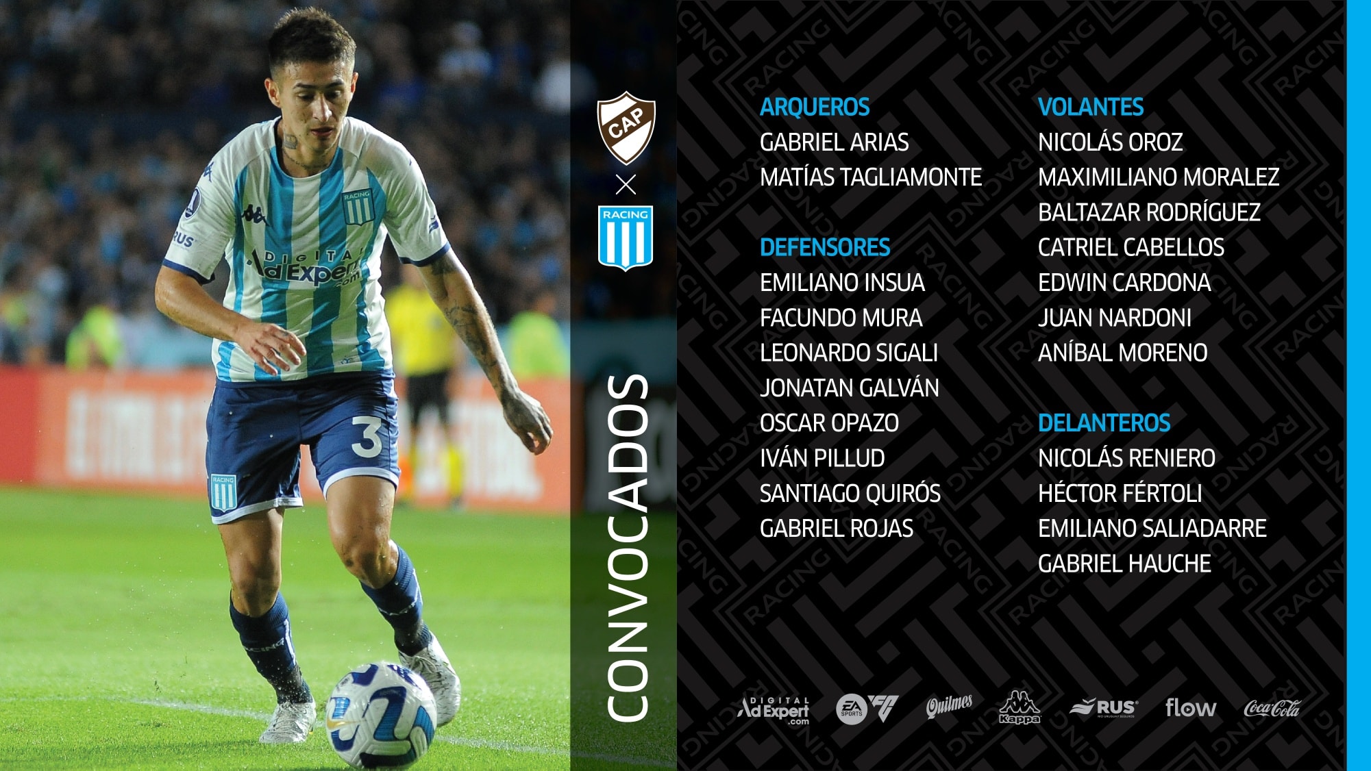 Paolo Guerrero is not among those called up by the 'academy' to face Platense.  (Racing Club)