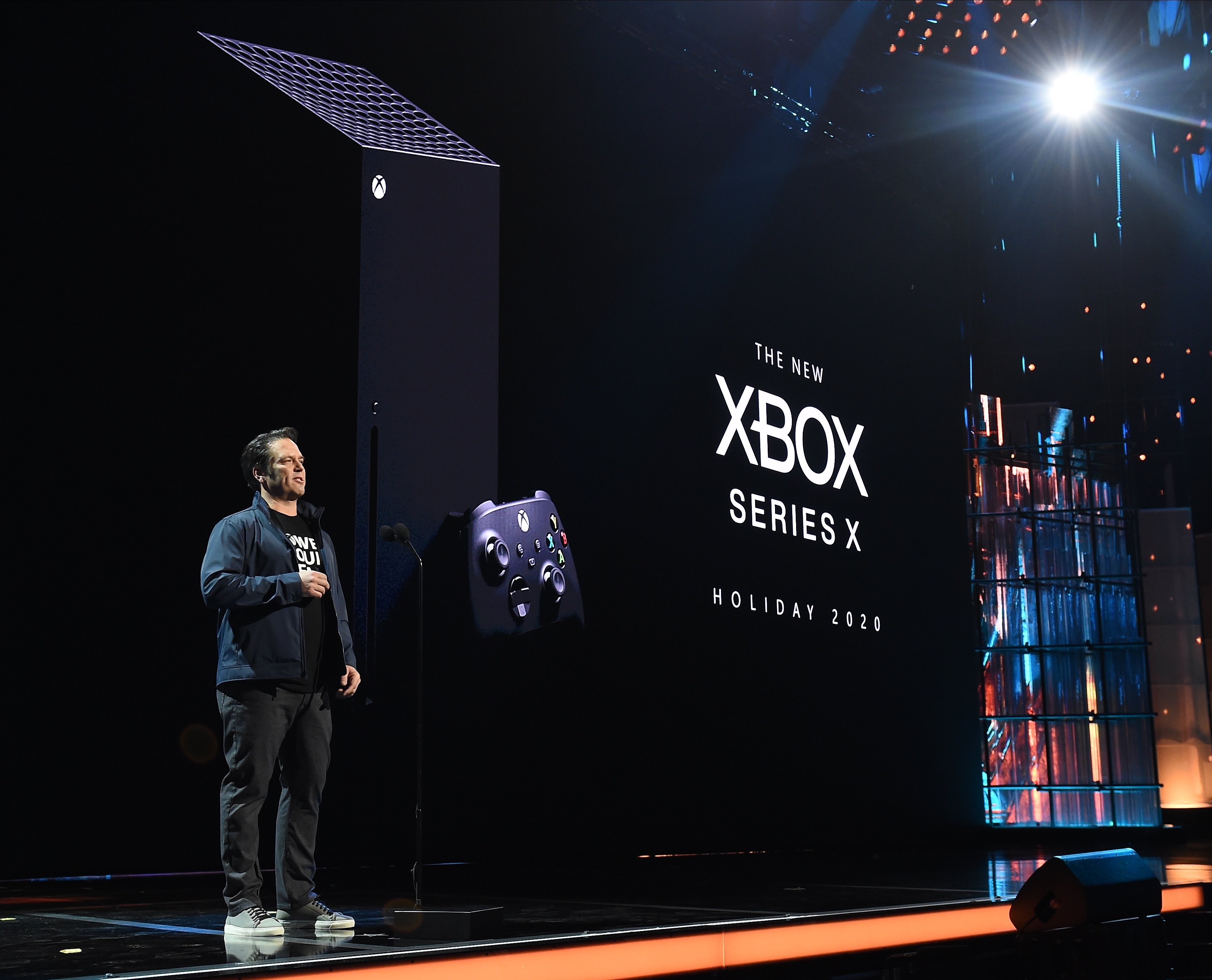 LOS ANGELES- DECEMBER 12: Head of Xbox, Phil Spencer, unveils the new Xbox Series X alongside Senua’s Saga: Hellblade II at The Game Awards 2019 at the Microsoft Theater on December 12, 2019 in Los Angeles, California. (Photo by Frank Micelotta/PictureGroup)