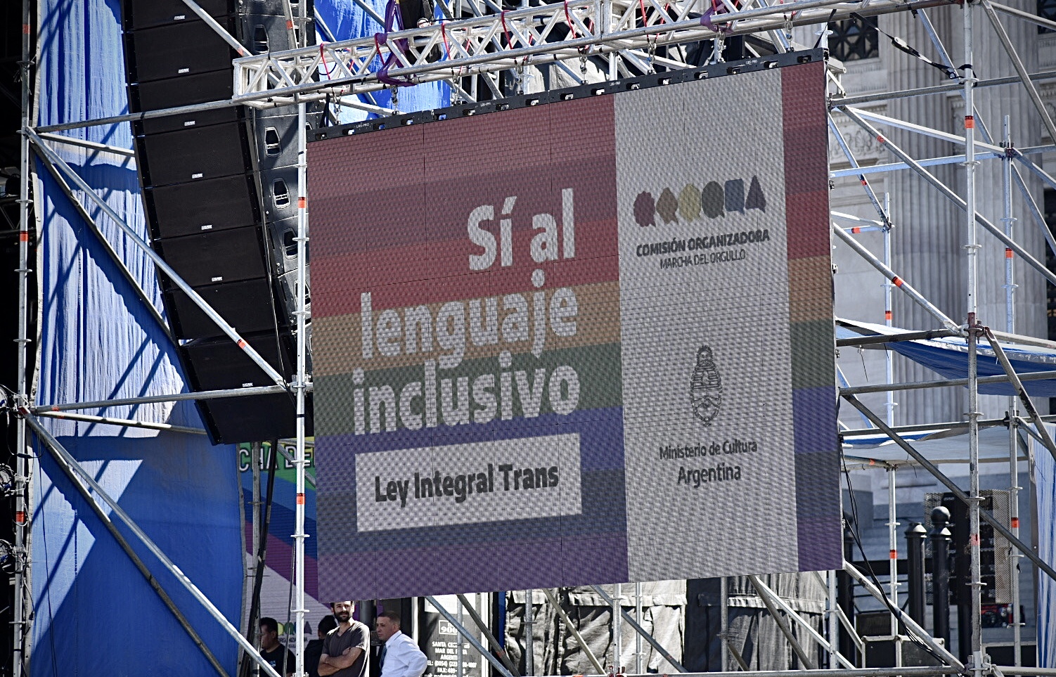 "Sí al lenguaje inclusivo", otro de los ejes de la edición de la Marcha del Orgullo en la edición 31° (Crédito: Ariel Torres)