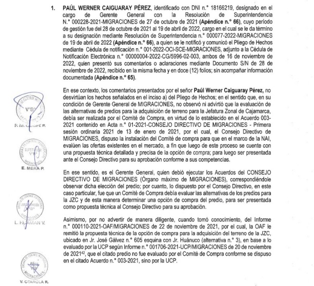 Contraloría detalla similar actitud del viceministro Caiguaray en adquisición de terreno en Cajamarca.