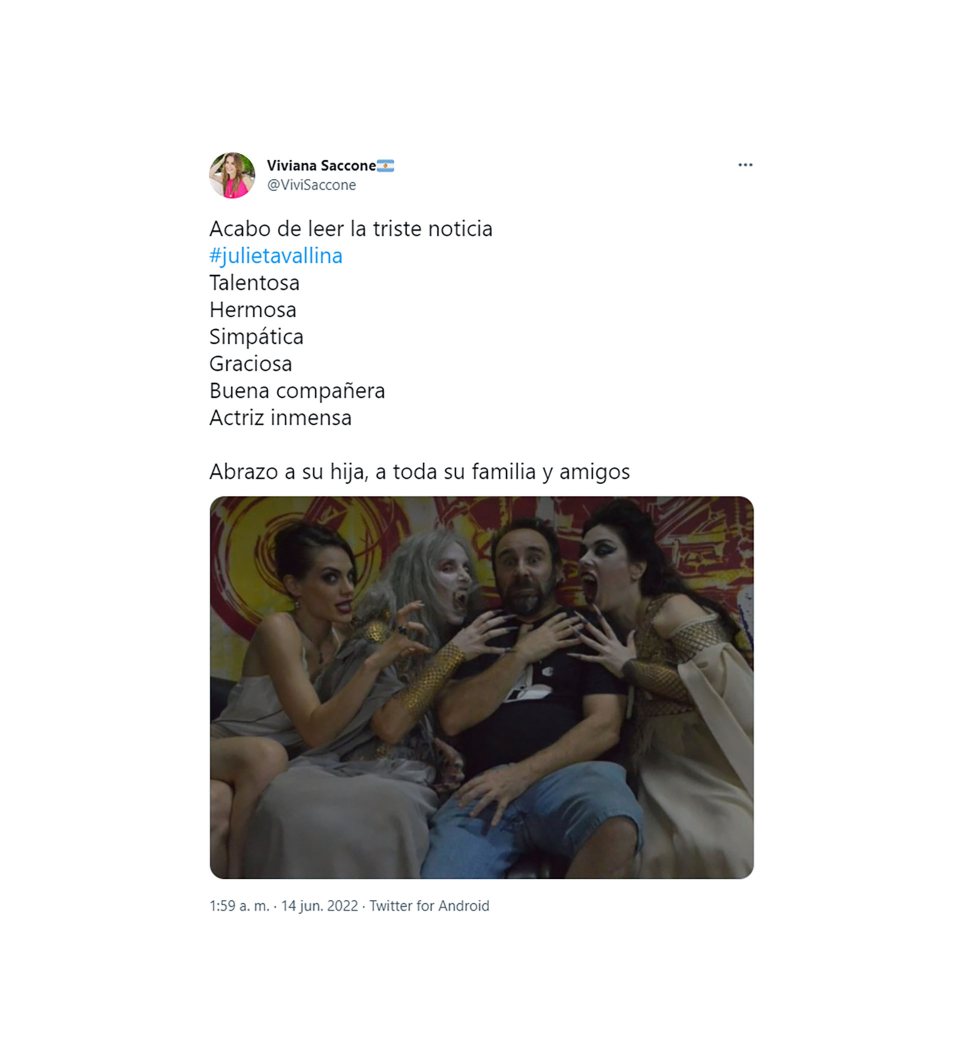 Viviana Saccone eligió una foto para despedir a su colega