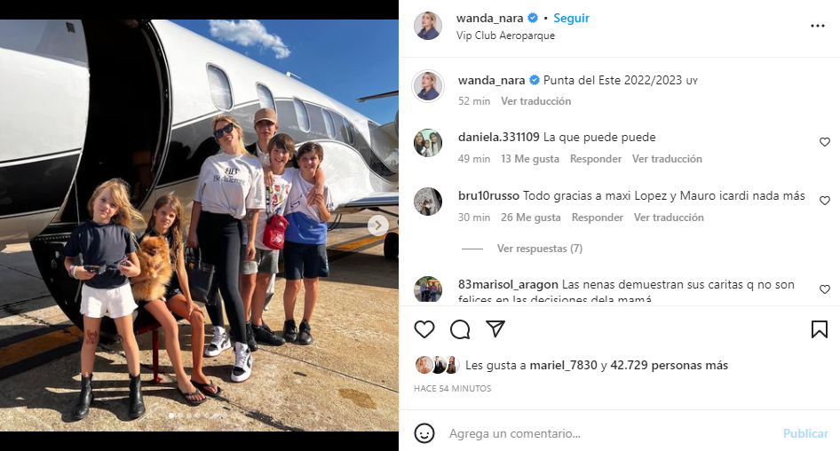 Así Wanda Nara se despidió del país para viajar a Punta del Este con sus hijos (Foto: Instagram)