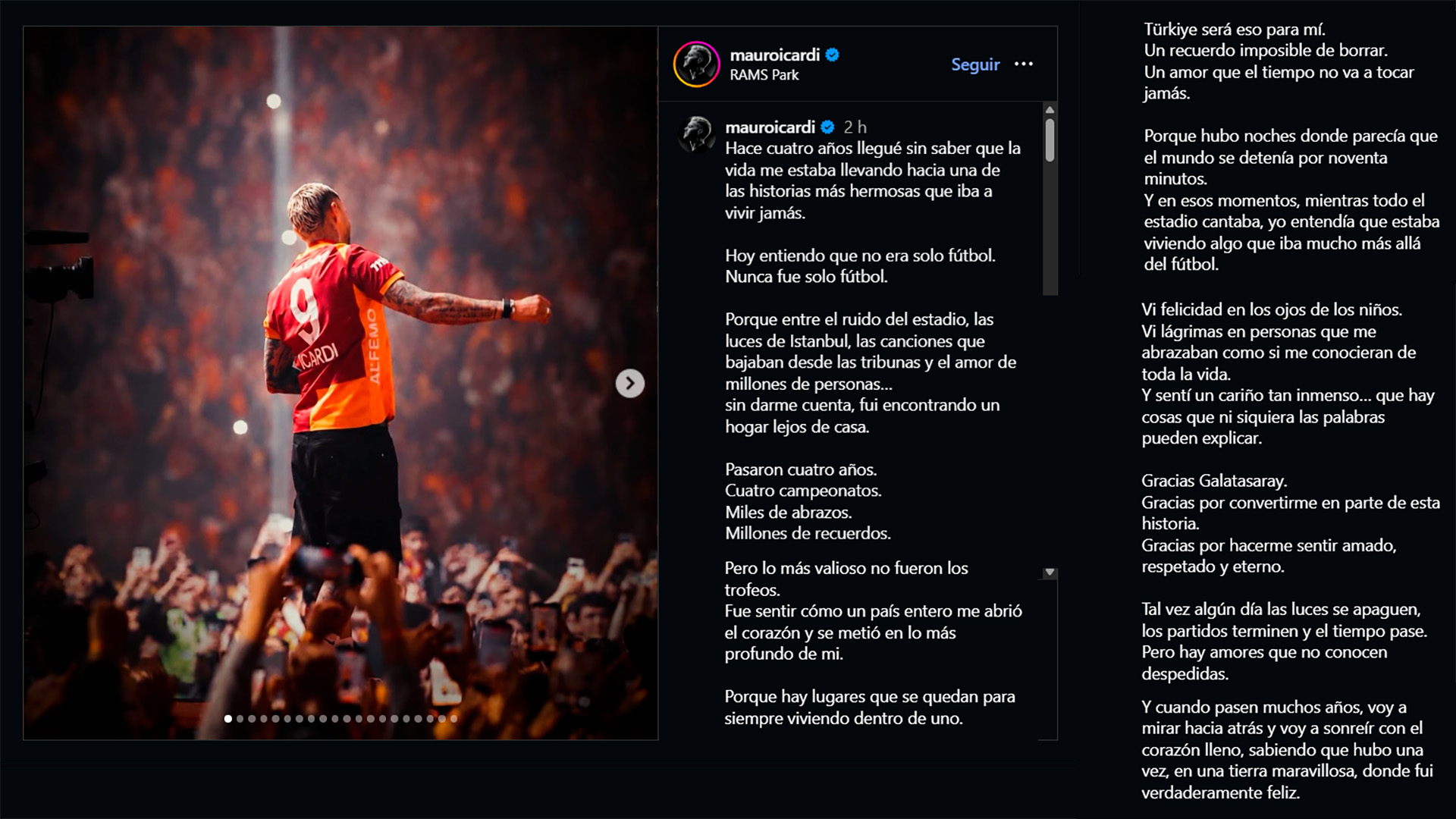 El sugestivo mensaje de Mauro Icardi en medio de los rumores de su salida del Galatasaray