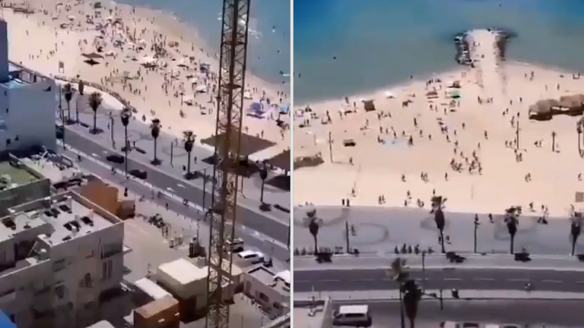 El impactante momento en que cientos de personas evacúan las playas de Tel Aviv por los bombardeos del grupo terrorista Hamas
