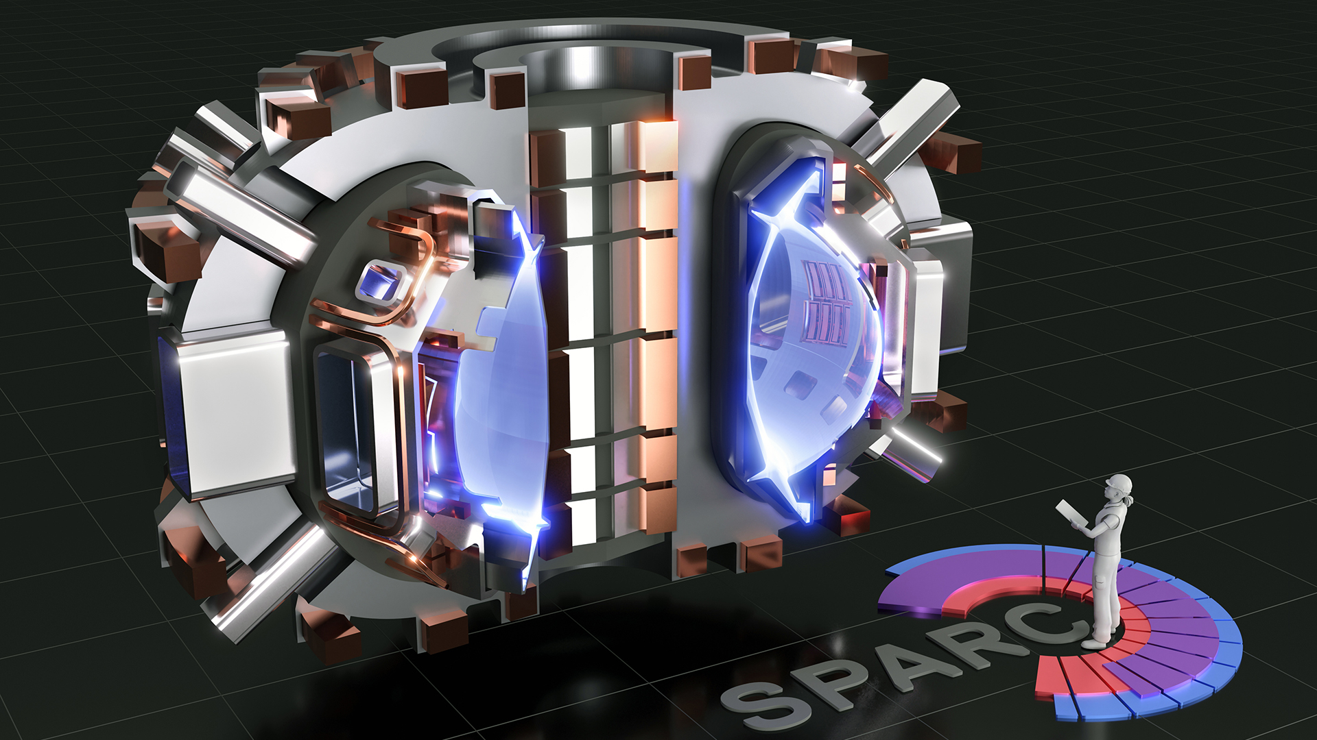 La máquina de energía de fusión SPARC sería relativamente pequeña, como lo muestra esta representación de la cámara de reacción. (T. Henderson/CFS/MIT-PSFC vía The New York Times)