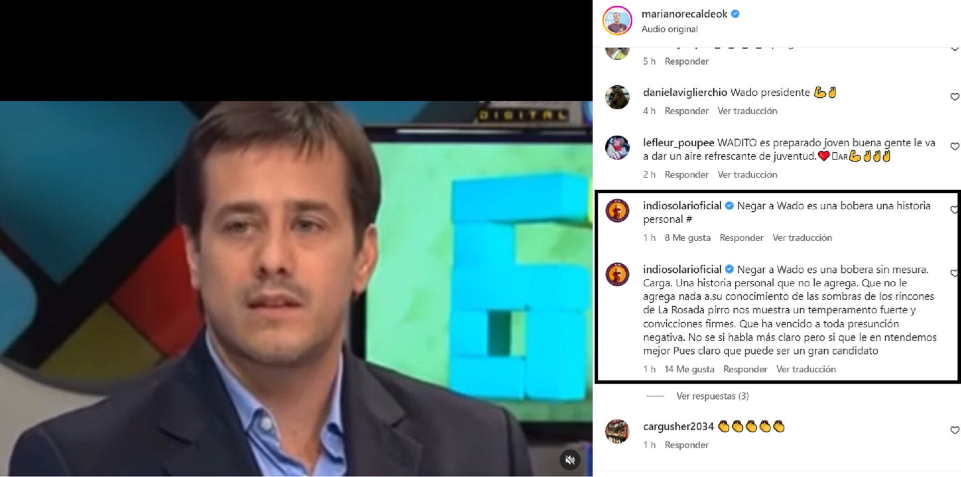 El comentario del Indio Solari apoyando a Wado De Pedro tras las críticas que recibió por su trastorno en el habla (Instagram)