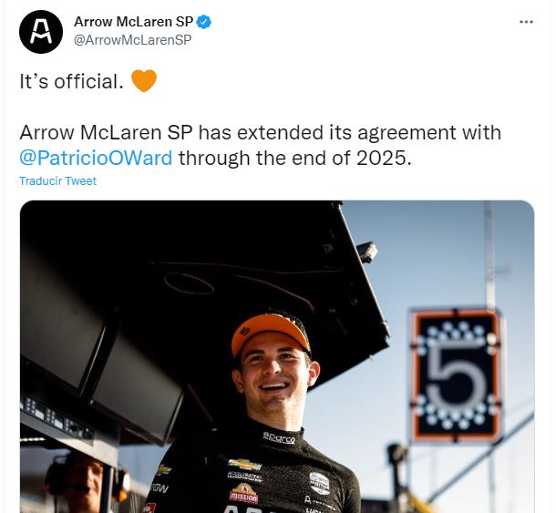 Pato O’Ward renovó con McLaren e ilusionó con un futuro en la F1 (Foto: Twitter/@ArrowMcLarenSP)