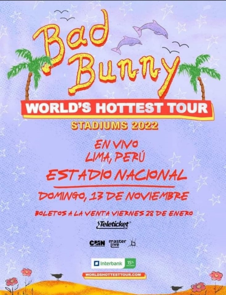Flyer del concierto de Bad Bunny. (Foto: Redes sociales)