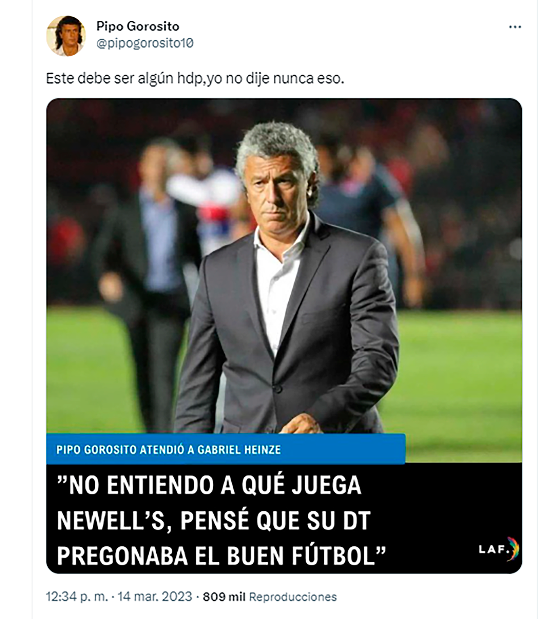 Gorosito cited the fake news and clarified that he had not made that statement