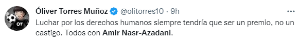 Mensaje de Óliver Torres Muñoz en apoyo a Amir Nasr-Azadani
