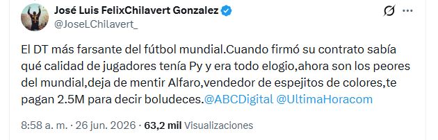 La respuesta de Gustavo Alfaro a las cr&iacute;ticas de Chilavert antes del choque entre Paraguay y Alemania por el Mundial