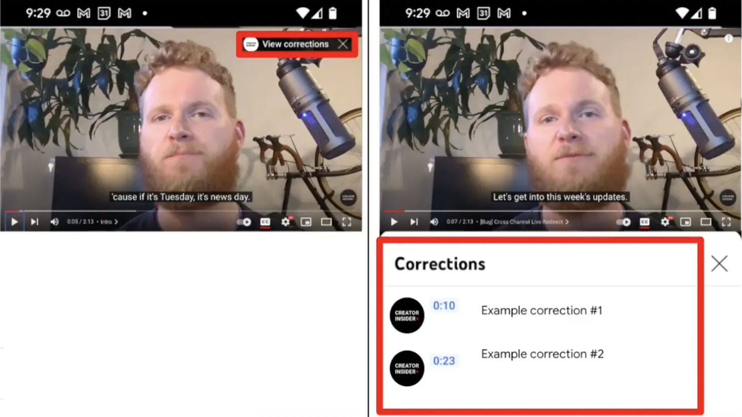 La nueva función de Correcciones de YouTube permitirá a los creadores añadir correcciones como tarjetas de información a sus vídeos. (foto: YouTube)