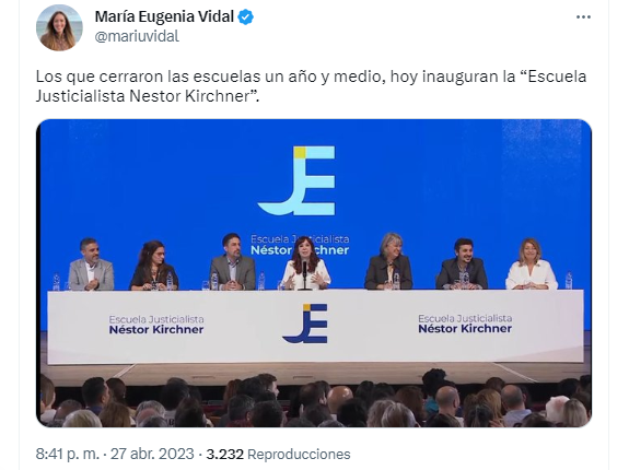 El tuit de María Eugenia Vidal